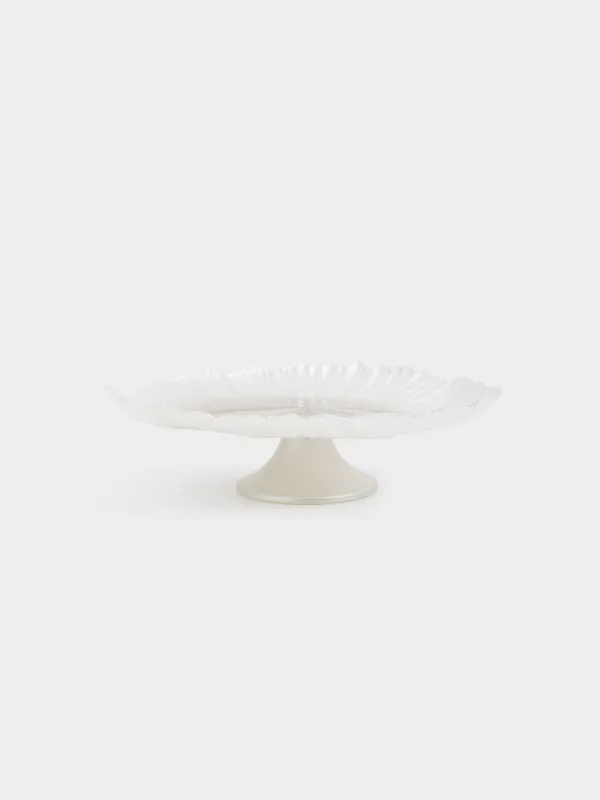 Блюдо на ножке, 28х9 см, стекло Р, молочное/шампань, Verge, image-0