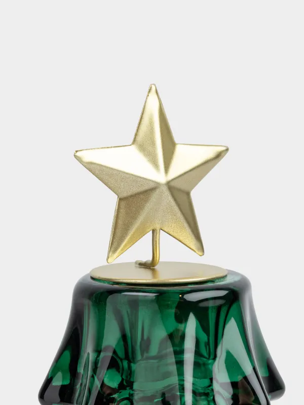 Светильник декоративный, 18 см, стекло/металл, золотистый, Елка, Golden style, image-1