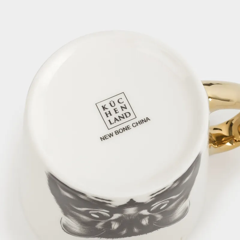 Кружка, 500 мл, фарфор N, бело-золотистая, Кот, Cat, image-5