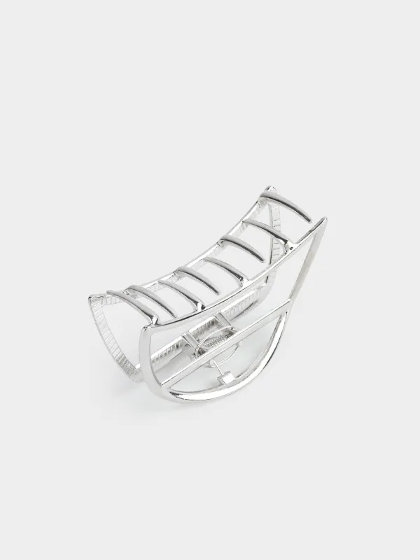 Заколка для волос, 7 см, металл, серебристая, Крабик, Fantastic, image-4