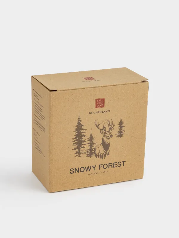 Салатник, 15x8 см, керамика, коричнево-бежевый, Олень в лесу, Snowy forest, image-5