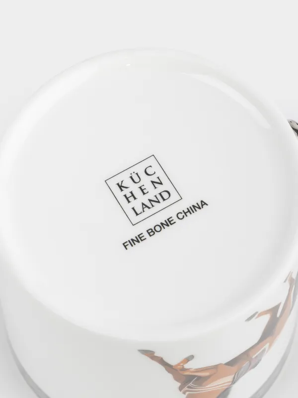 Кружка, 370 мл, фарфор F, бело-серая, с серебристым кантом, Лошадь, Breton horse, image-4