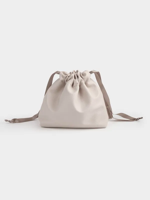 Косметичка, 25х20 см, на завязках, полиуретан, бежевая, Memo, image-0