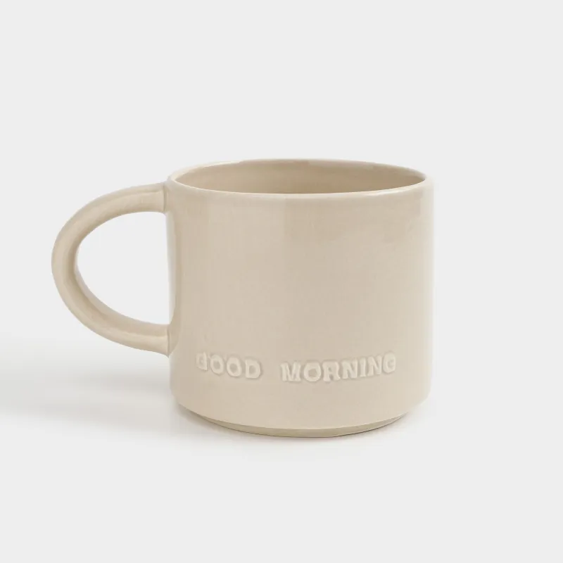 Кружка, 450 мл, керамика D, бежевая, Good morning, Great day, image-2