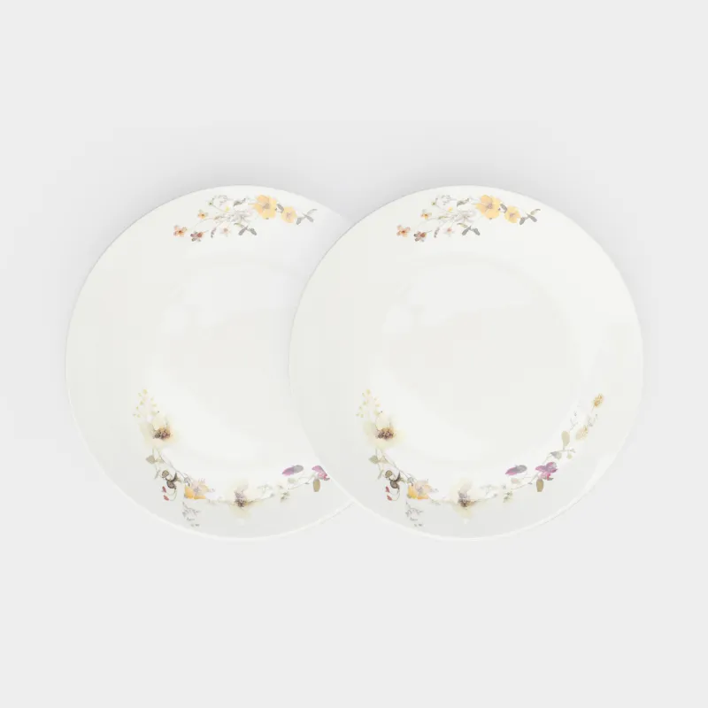 Тарелка закусочная, 23 см, 2 шт, фарфор N, белая, Желтые цветы, Floweri