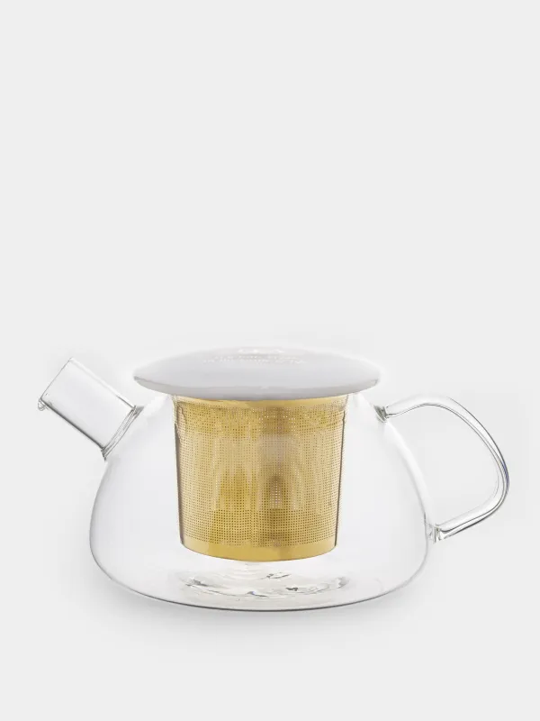 Чайник заварочный, 600 мл, стекло Б/сталь/керамика, золотисто-молочный, Chalet gold, image-0