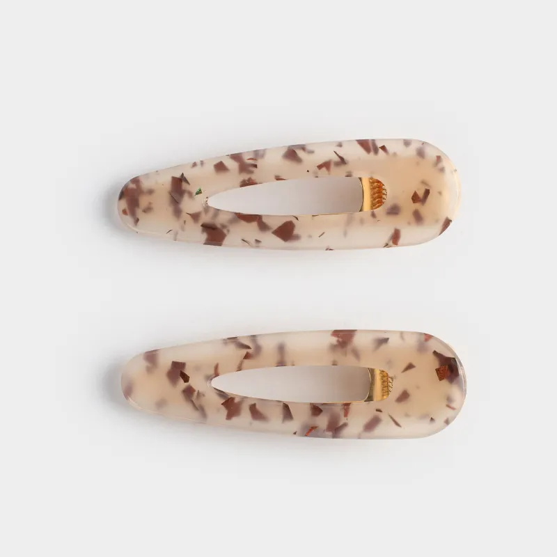 Заколка для волос, 7 см, 2 шт, акрил/металл, молочная, перламутр, Гламур, Glam