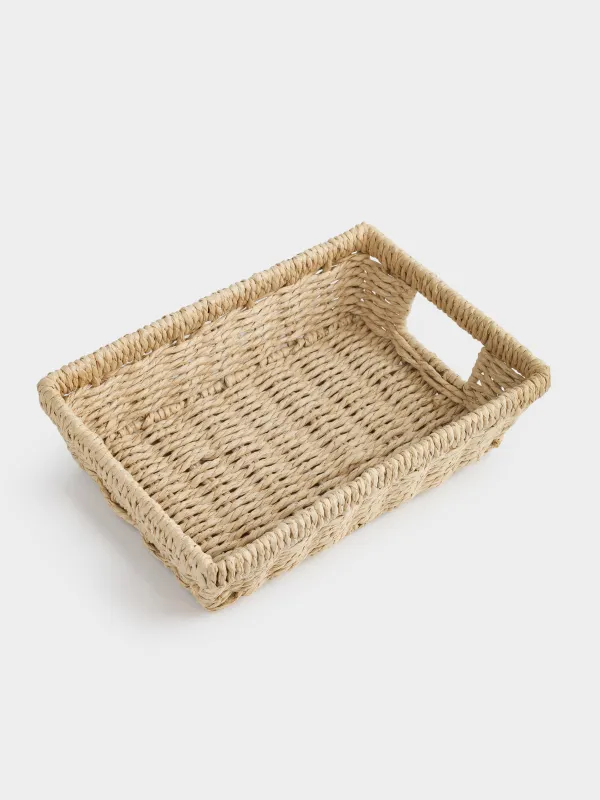 Корзина для хранения, 26х18 см, плетеная, с ручками, целлюлоза, прямоугольная, Braided, image-2