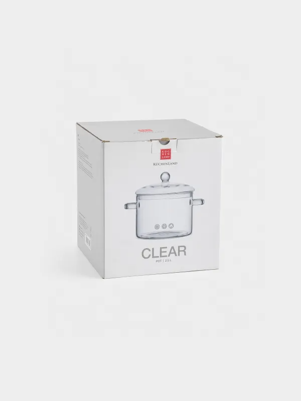 Кастрюля, 16 см, 2,5 л, с крышкой, стекло Б, Clear, image-4