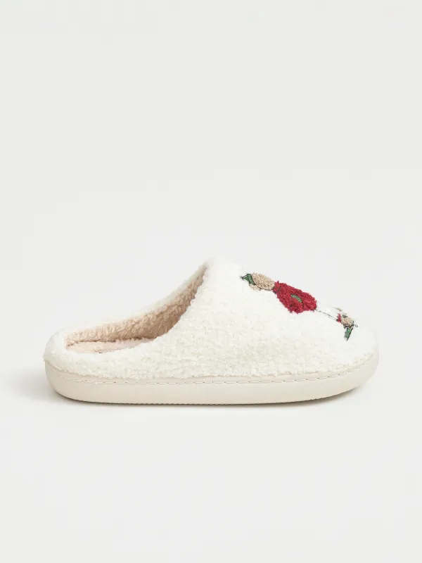 Тапочки женские, домашние, искусственный мех, молочные, Медведи, Needed, image-0