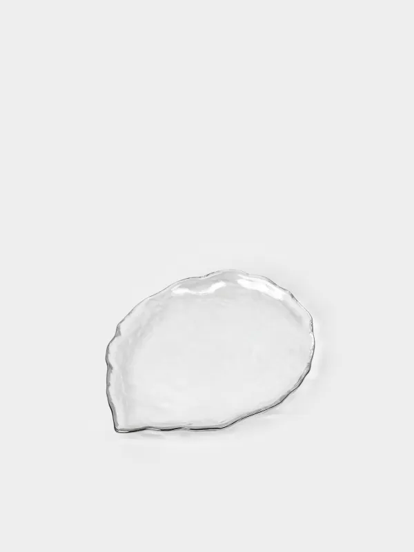 Блюдо, 25х21 см, с серебристым кантом, Лепесток, Nautilus silver, image-0
