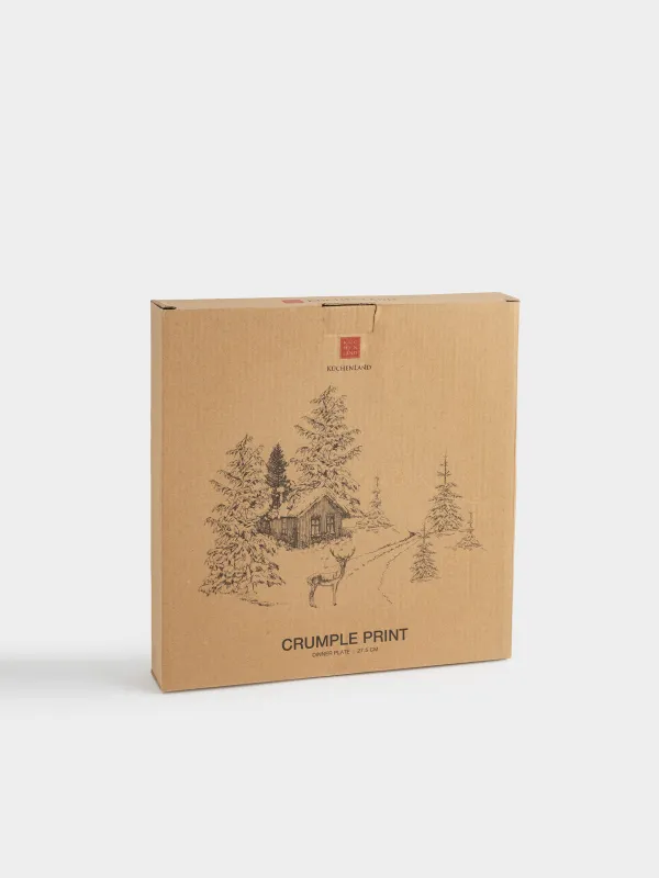 Тарелка обеденная, 28 см, Олень у дома в лесу, Crumple print, image-5