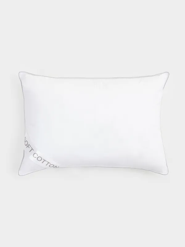 Подушка, 50х70 см, хлопок/микрофибра, белая, с серебристым кантом, Soft cotton, image-0