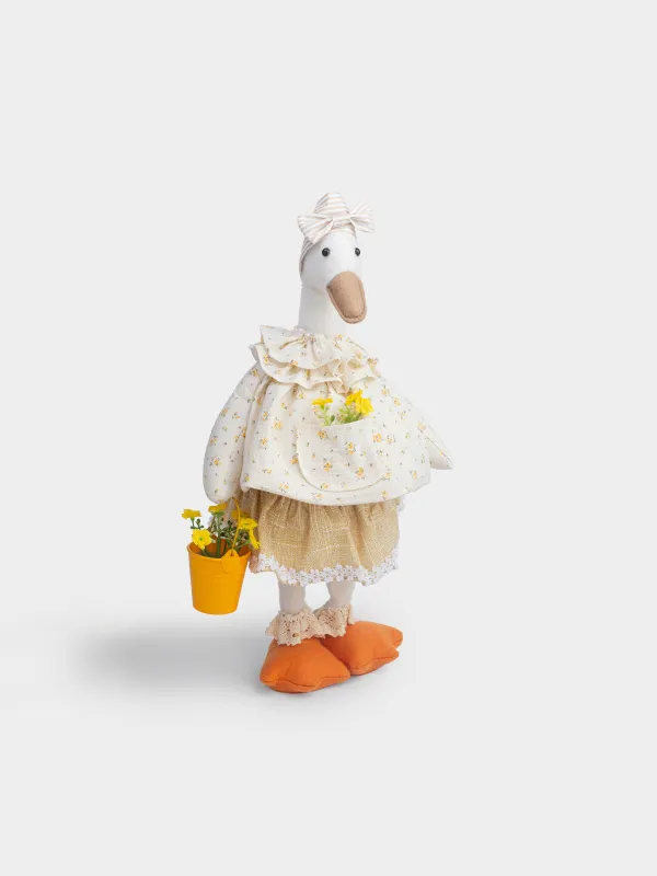 Изделие декоративное, 45 см, полиэстер, бело-золотистое, Гусыня в платье, Goose, image-1