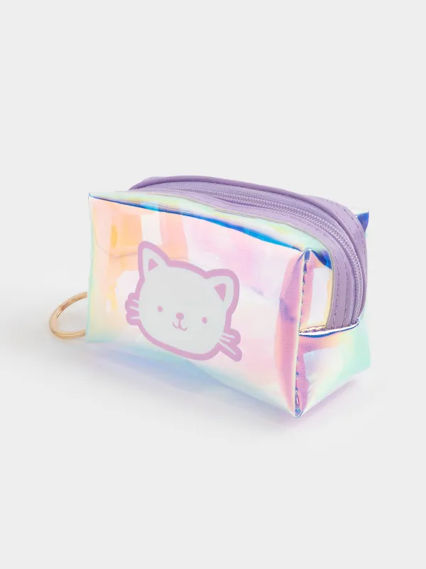 Брелок-кошелек, 10х6 см, детский, полиуретан, голография, Кот, Cat, image-1