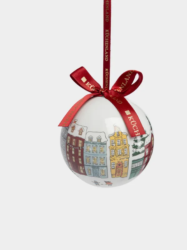 Игрушка елочная, 7 см, Шар, Дома, Ball print, image-1
