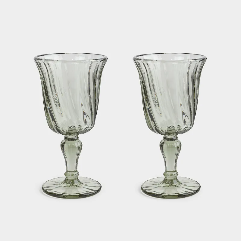 Бокал-кубок для вина, 220 мл, 2 шт, стекло Р, зеленый, Lombardy R color