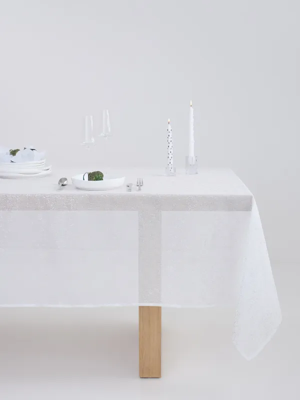 Скатерть, 160х160 см, полиэстер, белая, Серебристые брызги, Heaven silver, image-0