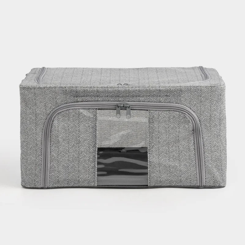 Органайзер-короб для вещей, 50х40х22 см, на молнии, текстиль, серый, Pedant new