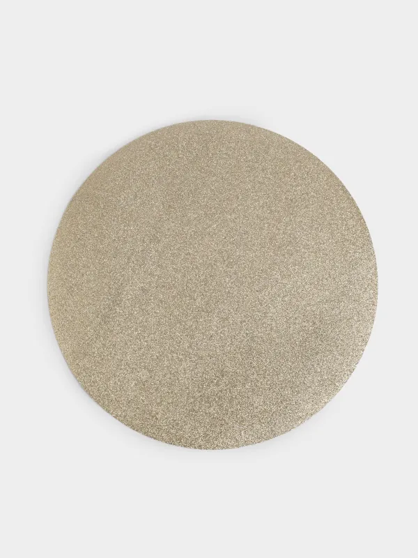Салфетка под приборы, 38 см, ПВХ, круглая, шампань, Glitter mat, image-0