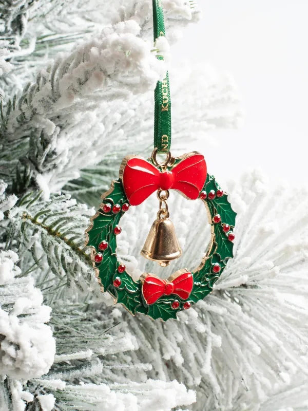 Игрушка елочная, 6 см, металл/стразы, зелено-красная, Колокольчик, Figure christmas, image-4