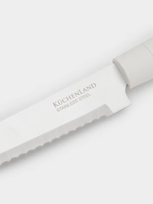 Набор ножей, 5 пр, в подставке, сталь/пластик, молочный, Course, image-1