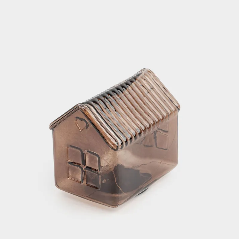 Светильник декоративный, 12х12 см, стекло, коричневый, Дом, House shape