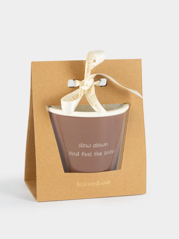 Стакан, 9 см, 320 мл, фарфор P, коричневый, Magic moments, image-4