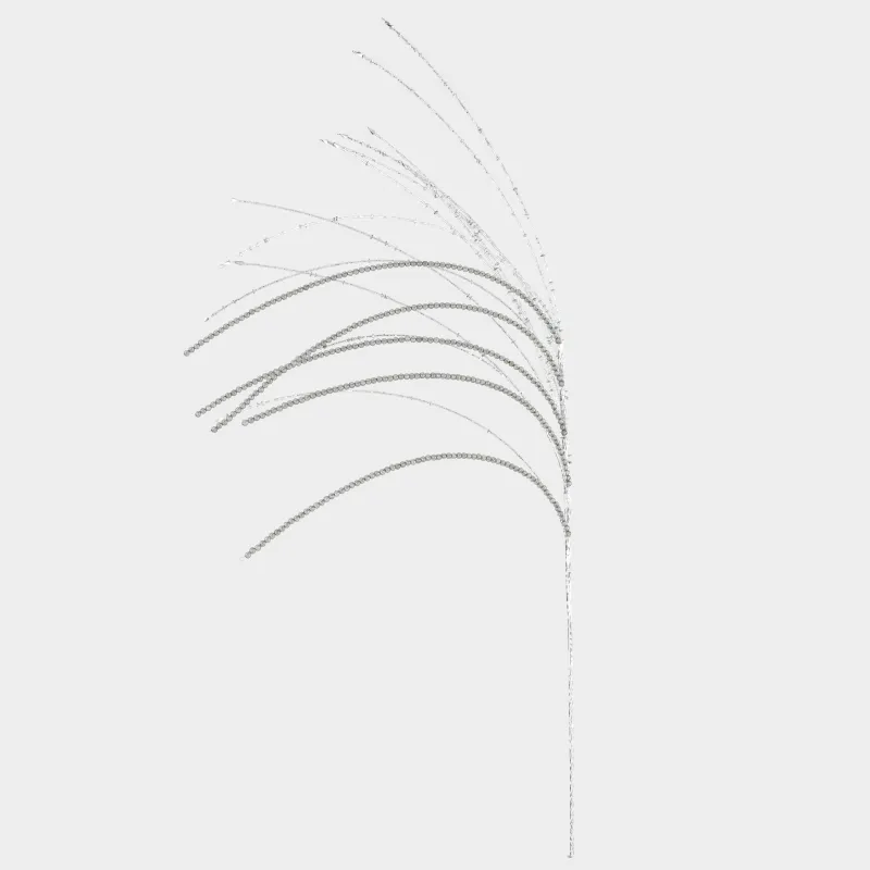 Ветка декоративная, 72 см, бисер/металл, серо-серебристая, Ива, Curved decor