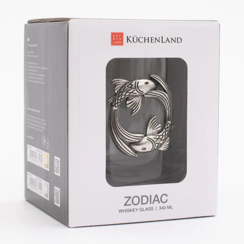 Стакан для виски, 10 см, 340 мл, стекло/металл, серебристый, Рыбы, Zodiac, image-5