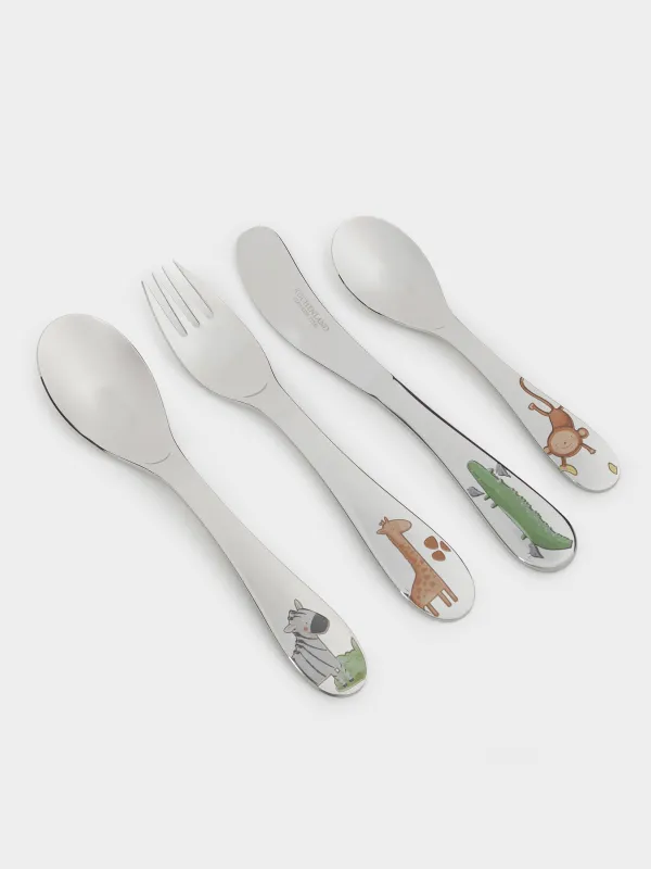 Столовые приборы, детские, 1 перс, 4 пр, сталь, Сафари, Jungle, image-0