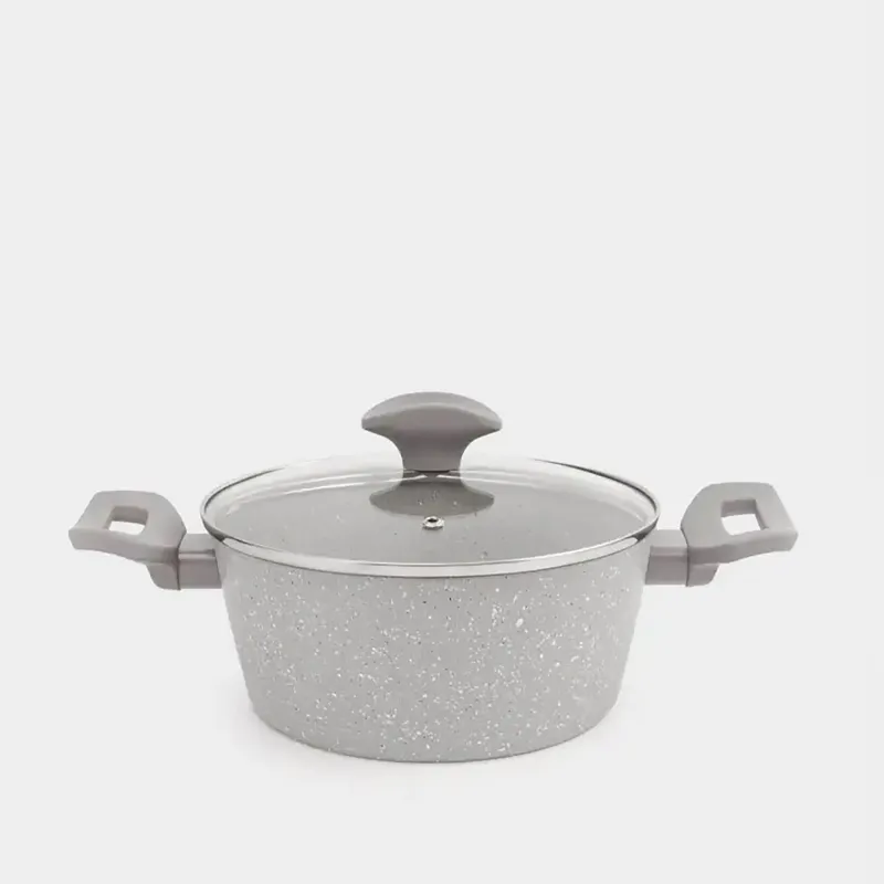 Кастрюля, 20 см, 2,3 л, с крышкой, с покрытием, алюминий, бежево-серая, Decision