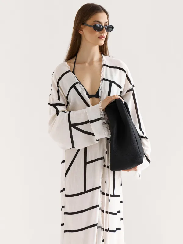 Халат черно-белый, Линии, Nataly, image-1