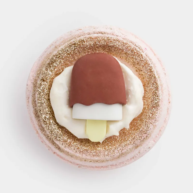 Бомбочка для ванны, 130 гр, с игрушкой, коричневая, Кокос и шоколад, Эскимо, Food spa