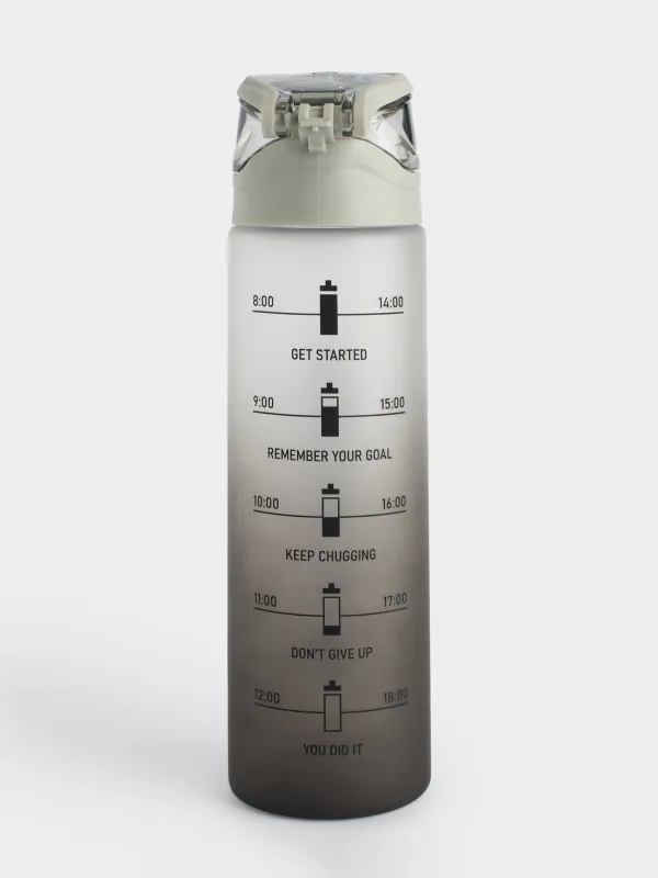 Бутылка для воды, 900 мл, пластик/силикон, серая, Water balance, Sport, image-1