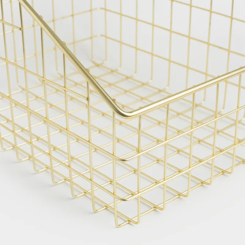 Корзина для хранения, 30х20х23 см, металл, прямоугольная, золотистая, Teca, image-4