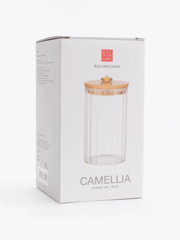 Банка для сыпучих продуктов, 800 мл, стекло Б/бамбук, Camellia, image-6