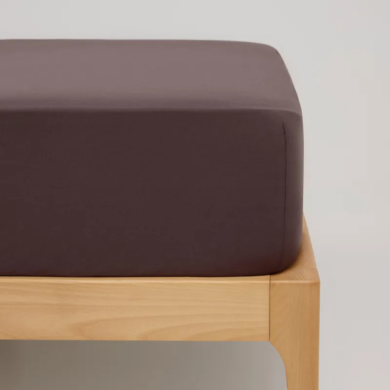 Натяжная простыня, 200х200 см, вареный хлопок, коричневая, Washed cotton