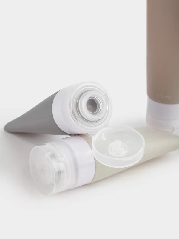 Набор флаконов для путешествий, 3 шт, тюбики, в косметичке, силикон, Travel color, image-4