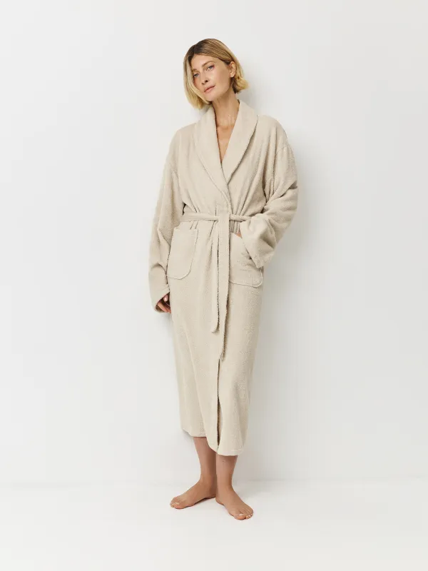 Халат домашний с длинным рукавом, бежевый, Aravina, image-0