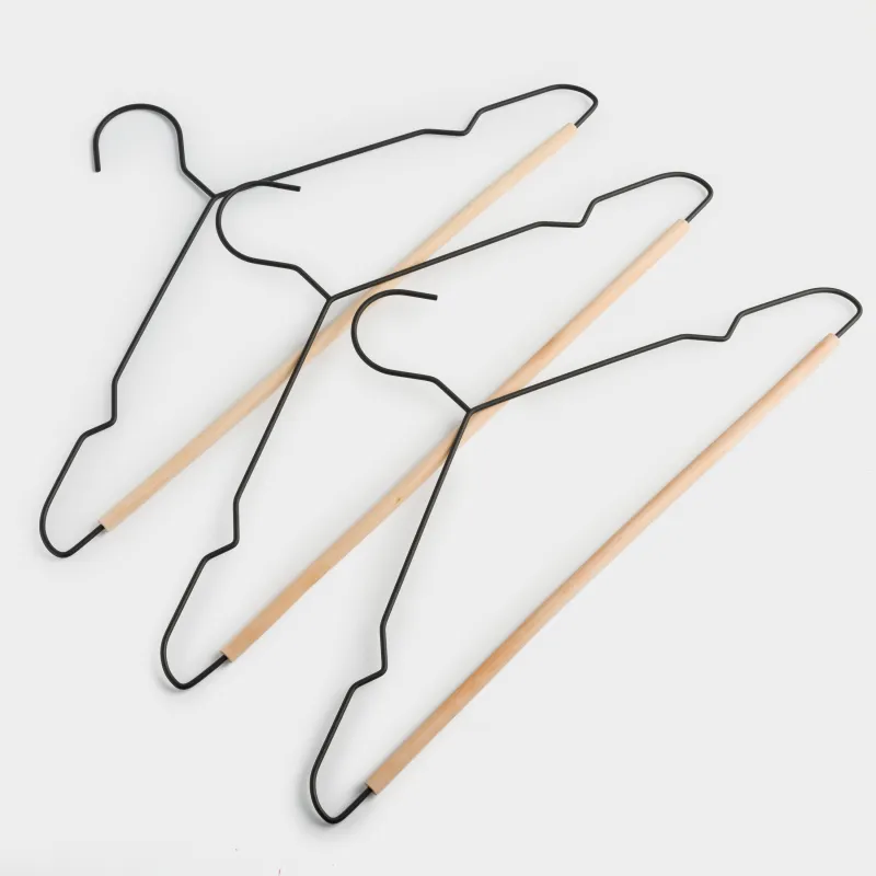 Вешалка-плечики, 42 см, 3 шт, металл/дерево, черная, Attic, image-1