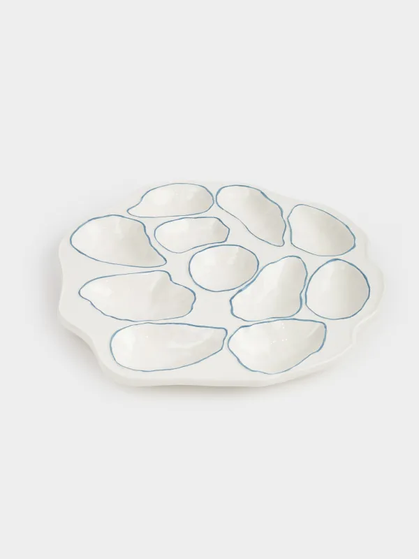 Менажница, 24 см, 11 отд, керамика, молочно-синяя, Устрицы, Coral reef, image-1