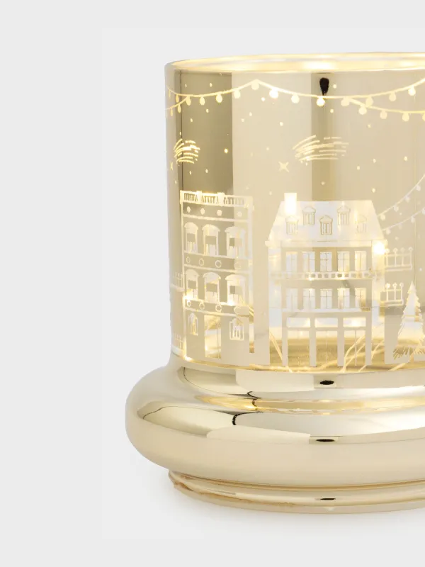 Светильник декоративный, 10 см, стекло/пластик, шампань, Домики, Golden style, image-1