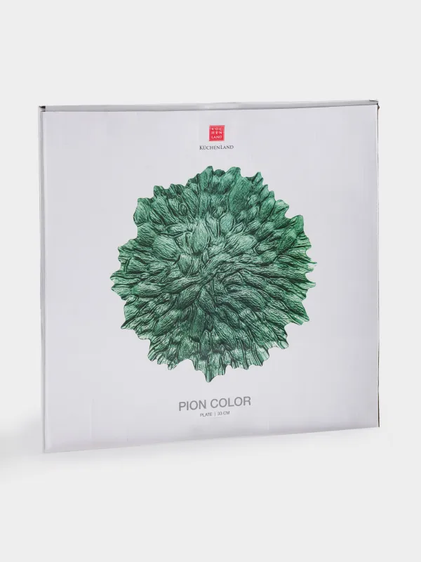 Блюдо, 33 см, стекло Р, зеленое, Pion color, image-4