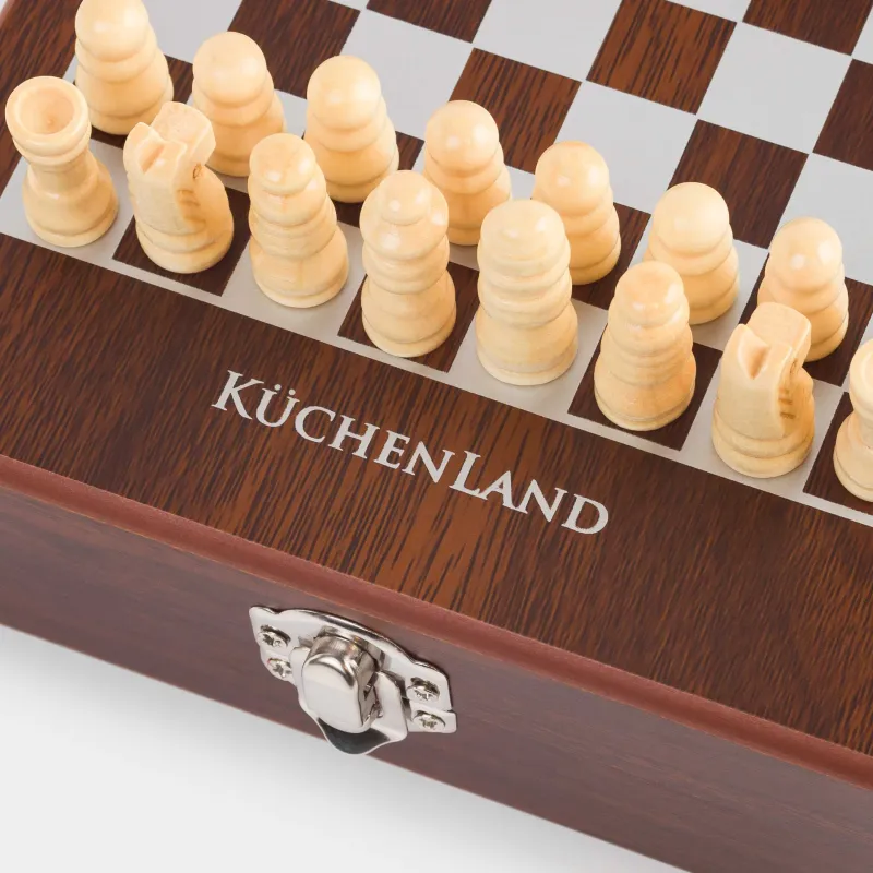 Набор настольных игр, 17х15 см, карты/кости/шахматы, дерево/пластик, Sabal, image-3