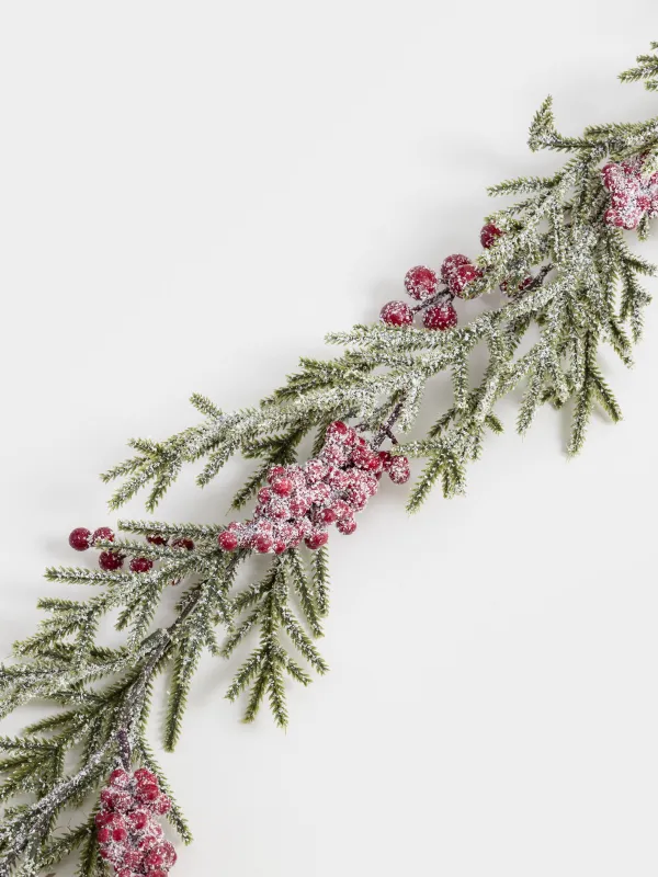 Ветка-гирлянда декоративная, 1,3 м, подвесная, полиэтилен/пенопласт, Красные ягоды, Red berry, image-3