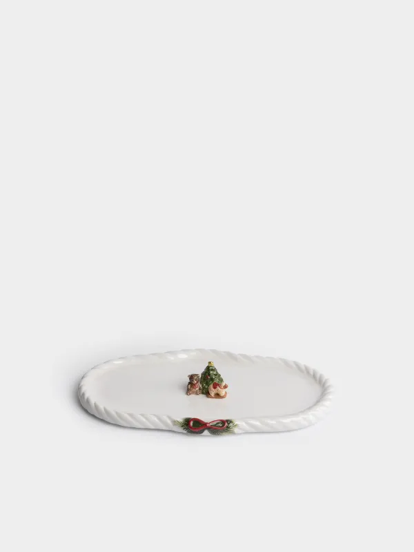 Блюдо, 25х14 см, Мишка и овечка у елки, Christmas lamb, image-0