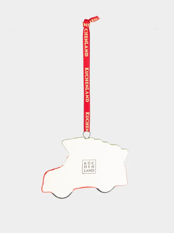 Игрушка елочная, 7 см, Машина с елкой, Red car, image-2