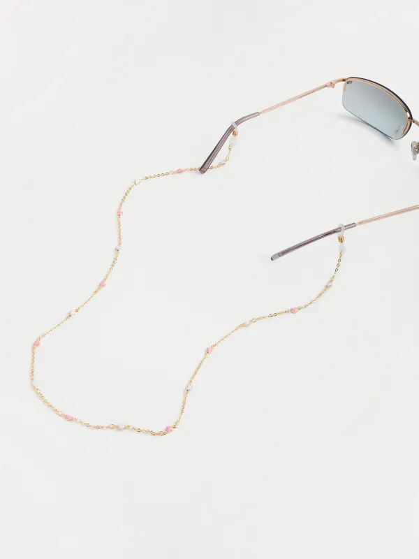 Цепочка для очков, 75 см, металл, серебристая, Разноцветные сердца, Baroque, image-3