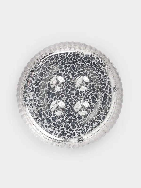 Мыльница, 11 см, стекло, круглая, золотистая, Patina rib, image-4